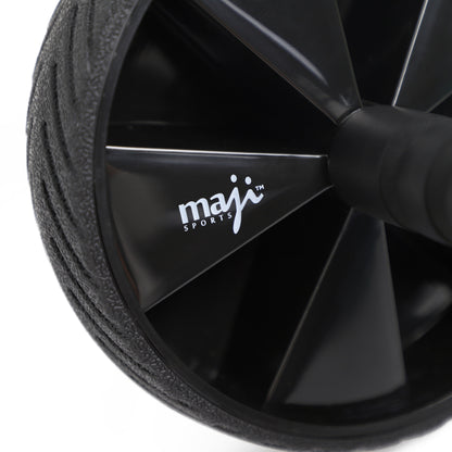 Maji Sports core training ab wheel close-up showing design and branding for effective workouts.