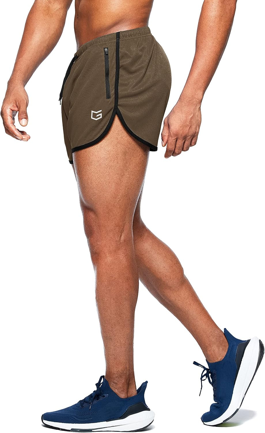 G Gradual men's running shorts, 3-inch quick-dry athletic joggers with zipper pockets, suitable for gym and jogging activities.