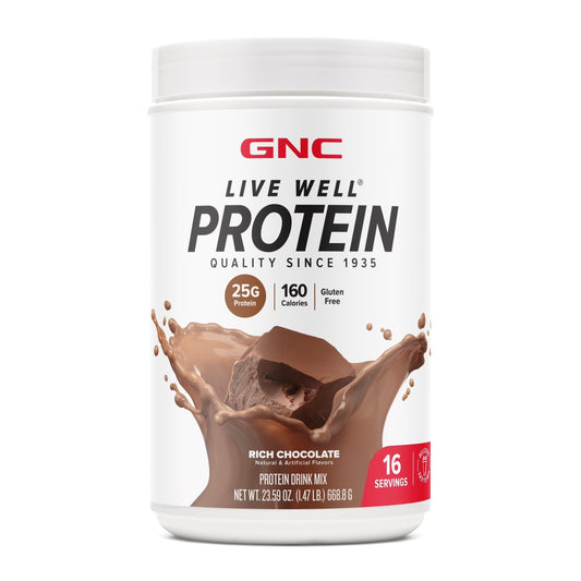Live Well Protein Powder, 25G Whey Protein, Creamy Vanilla, Gluten Free, No Sugar Added, 16 Servings