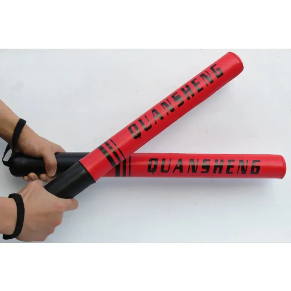Boxing training stick red with grips, displaying two red PU leather sticks for effective workout sessions.