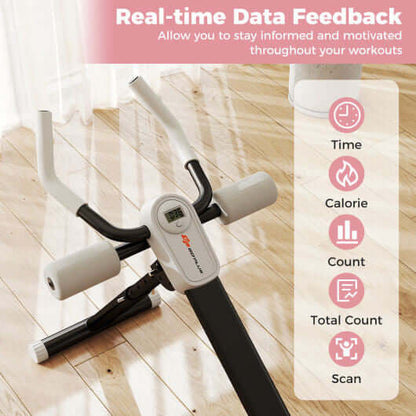 Adjustable Abdominal Trainer Ab Workout Machine Foldable Ab Cruncher-White-2
