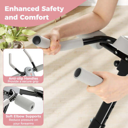 Adjustable Abdominal Trainer Ab Workout Machine Foldable Ab Cruncher-White-3
