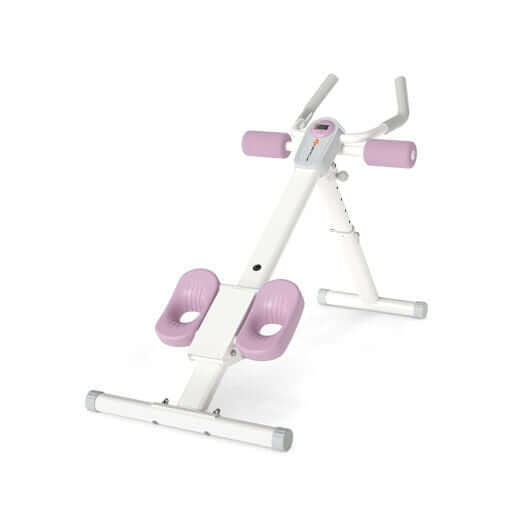 Adjustable Abdominal Trainer Ab Workout Machine Foldable Ab Cruncher-White-4