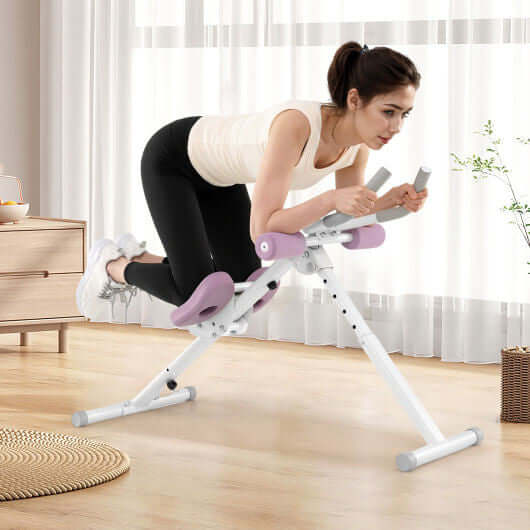 Adjustable Abdominal Trainer Ab Workout Machine Foldable Ab Cruncher-White-5