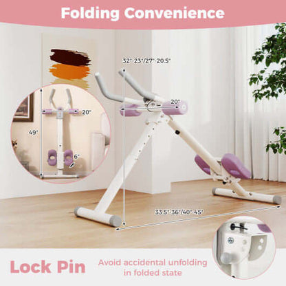 Adjustable Abdominal Trainer Ab Workout Machine Foldable Ab Cruncher-White-6