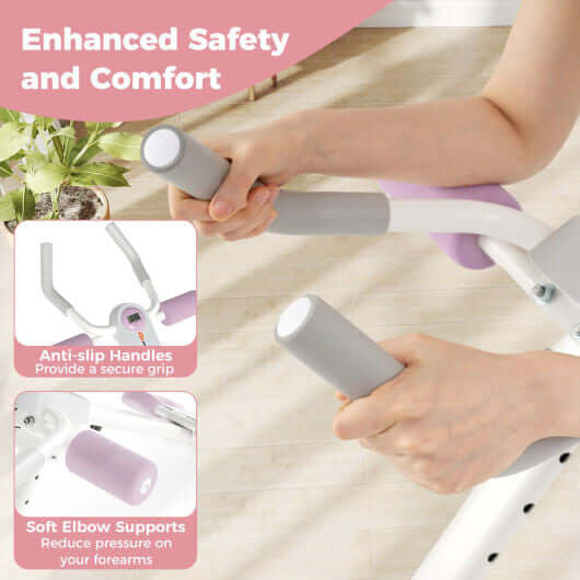 Adjustable Abdominal Trainer Ab Workout Machine Foldable Ab Cruncher-White-8