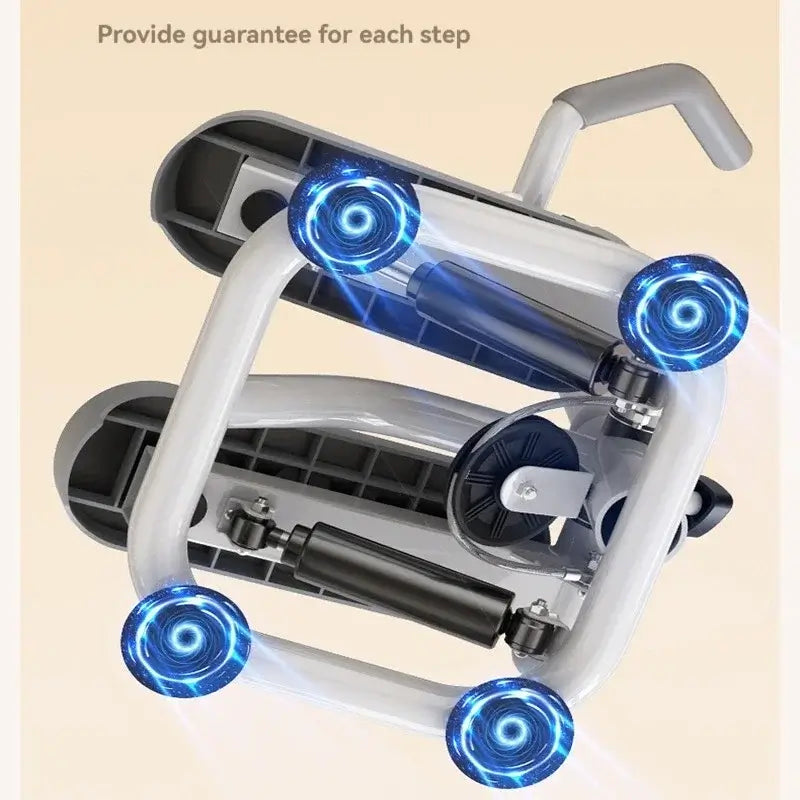 Silent Handrail Stepper For Home Fitness showcasing its sturdy design and illuminated wheels for enhanced stability.