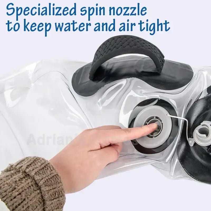 Core Training Aqua Bag with specialized spin nozzle for airtight water and air retention during workouts.