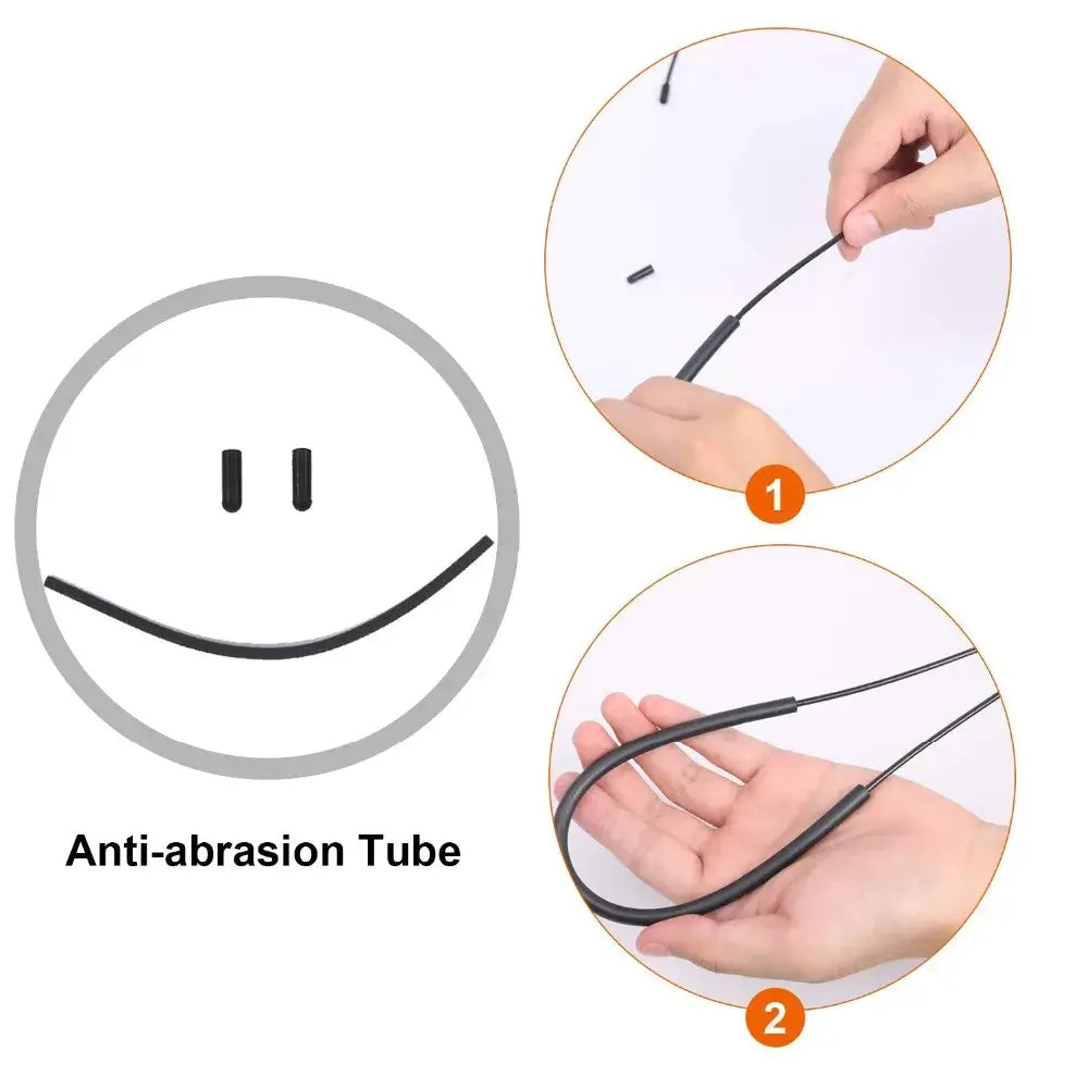 Anti-abrasion tube shown in hands, illustrating features for durable weighted crossfit jump rope.