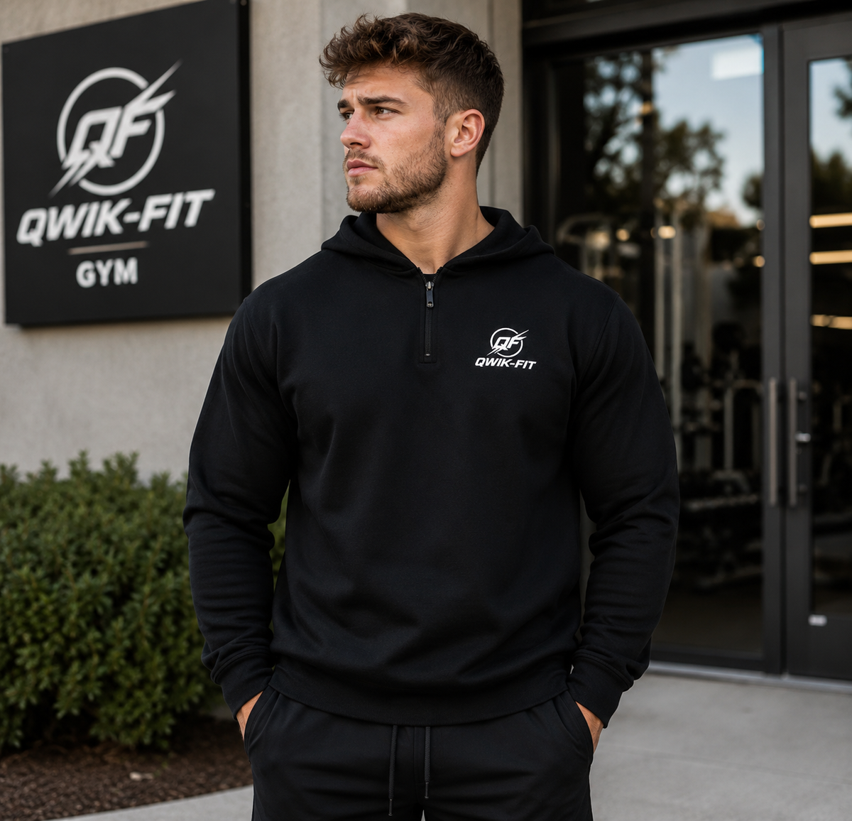 QF Heavyweight Sherpa-Lined Hooded Fleece Jacket