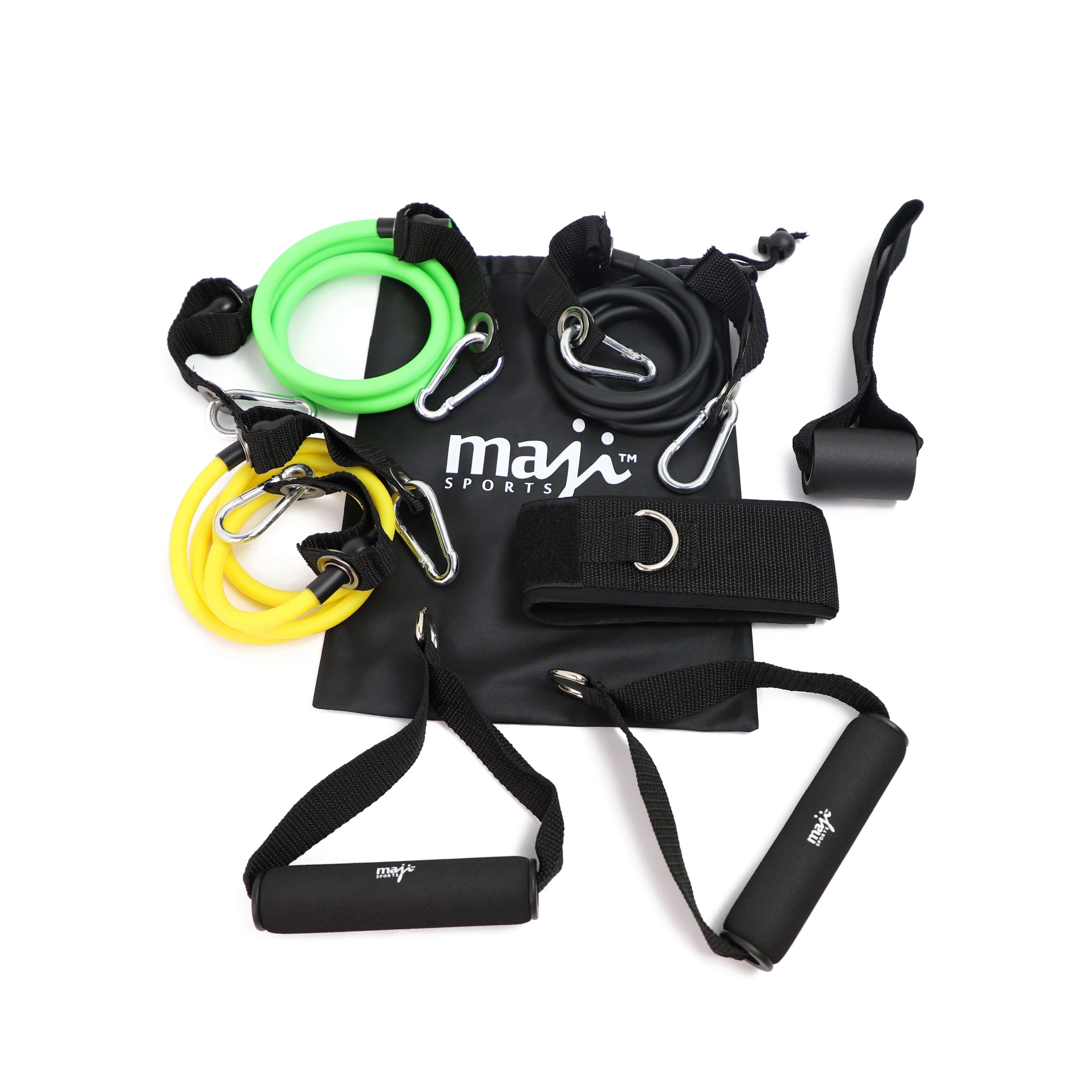 Maji Sports full-body resistance training kit including colorful bands and accessories for versatile workouts.