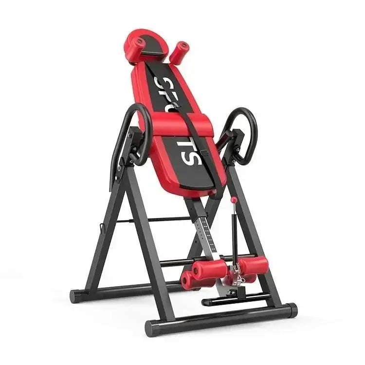 back pain relief inversion table for home workouts and physical therapy, red steel design