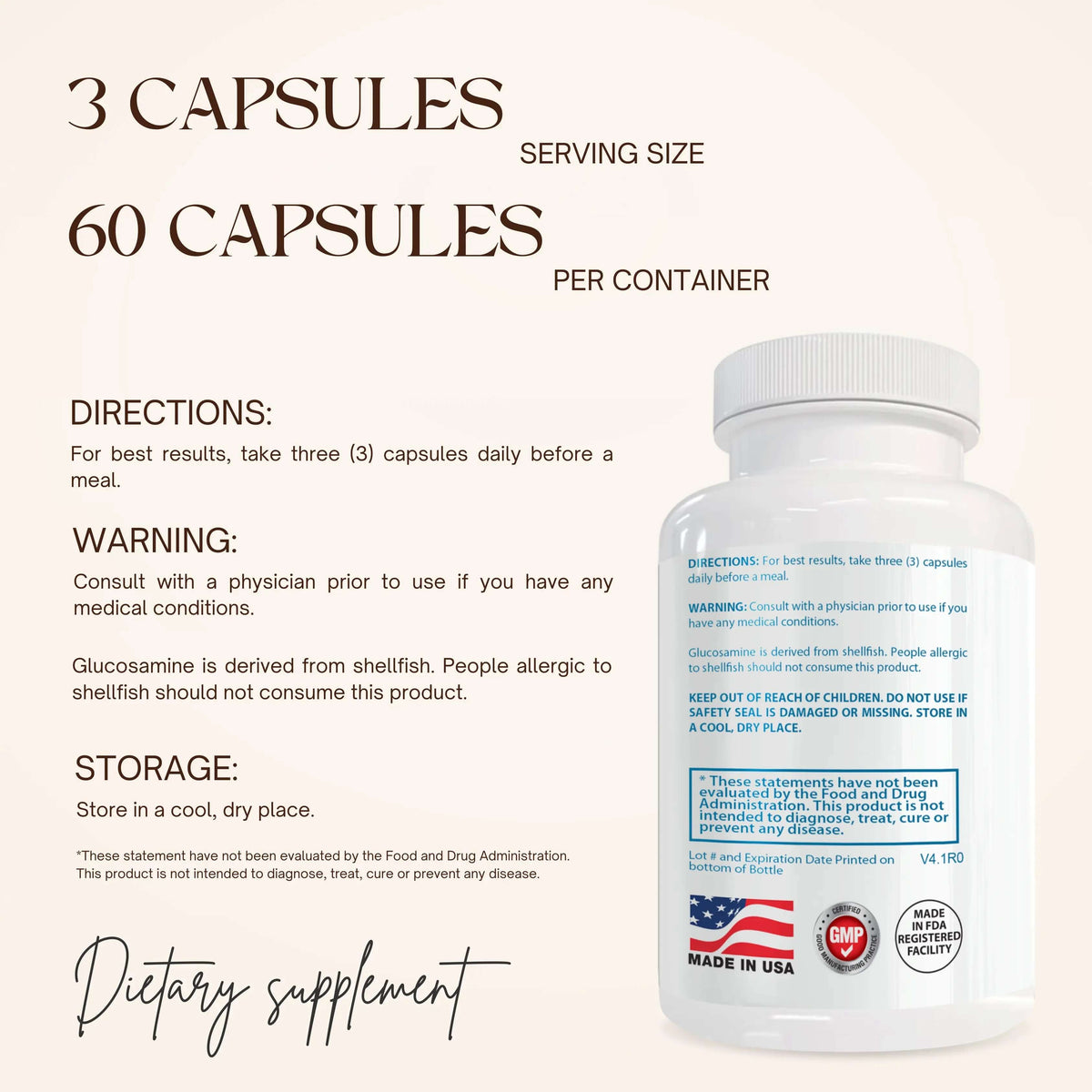 Jointspark home workout dietary supplement capsules with directions and storage instructions.