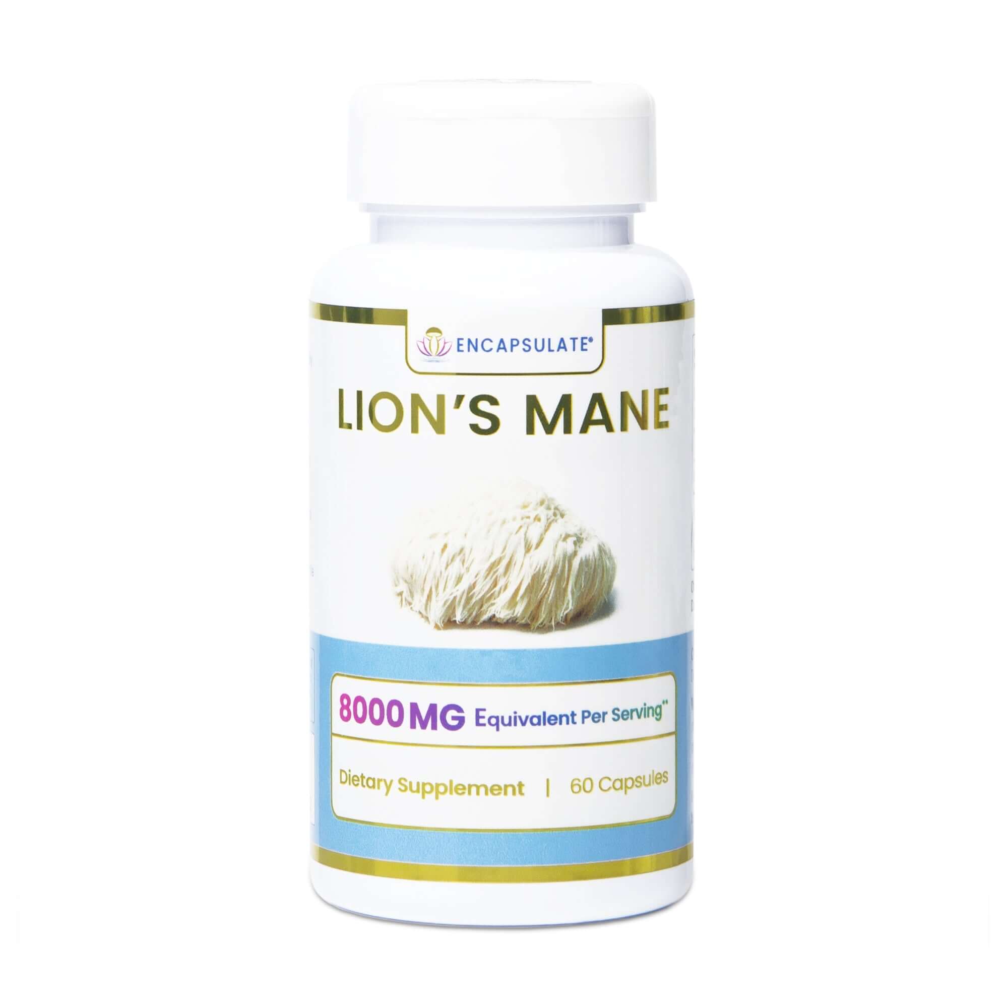 Encapsulate Lion's Mane Mushroom 8:1 capsules for mental clarity and fitness support, lion's mane mushroom capsules.
