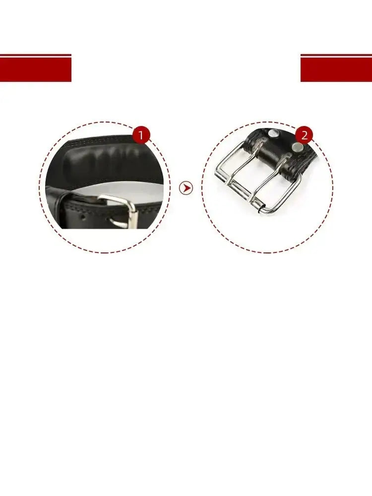 Close-up of Panda Leather Powerlifting Belt showing genuine cowhide material and durable buckle for premium cowhide powerlifting belt.