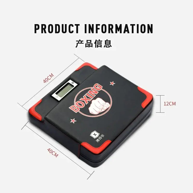 Boxing Punch Force Tester - Voice-Enabled Thickened Gauge with product dimensions and information.