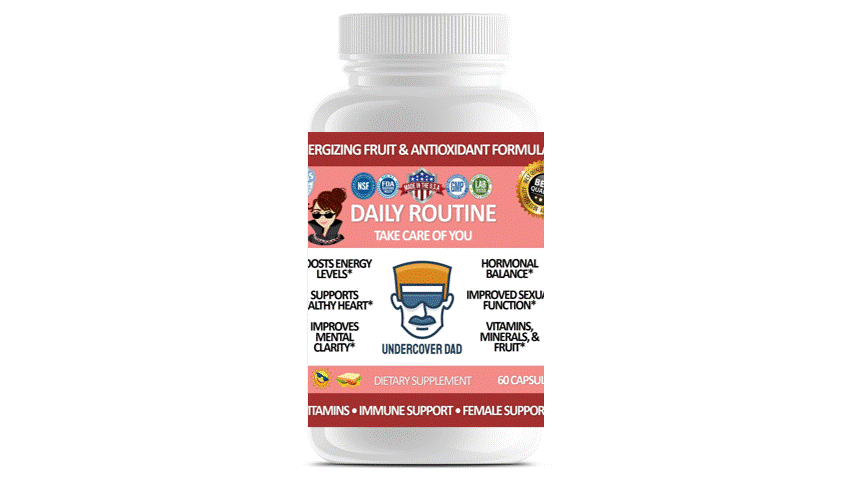 Daily Routine women's multivitamin for active lifestyle in a supplement bottle, supporting energy and wellness.