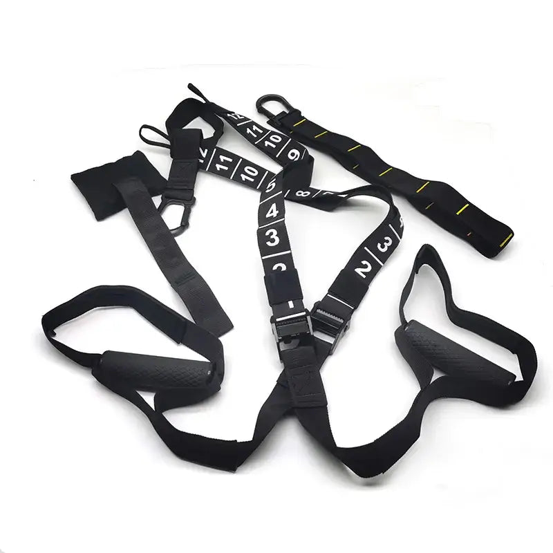 Pro Suspension Trainer with Extension Belts and Door Anchor for effective home and gym workouts.