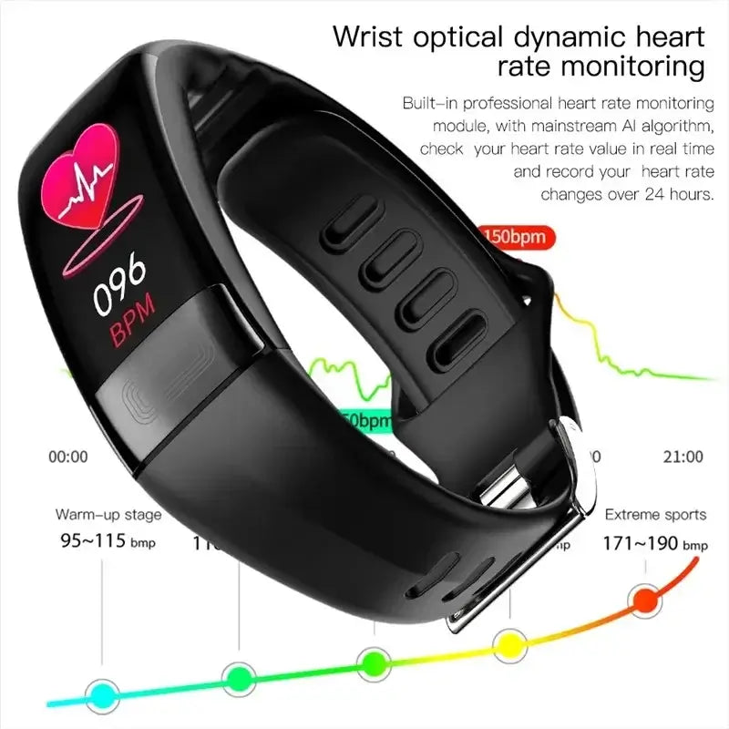 Fitness Bracelet Heart Blood Body Monitoring Black product image 4