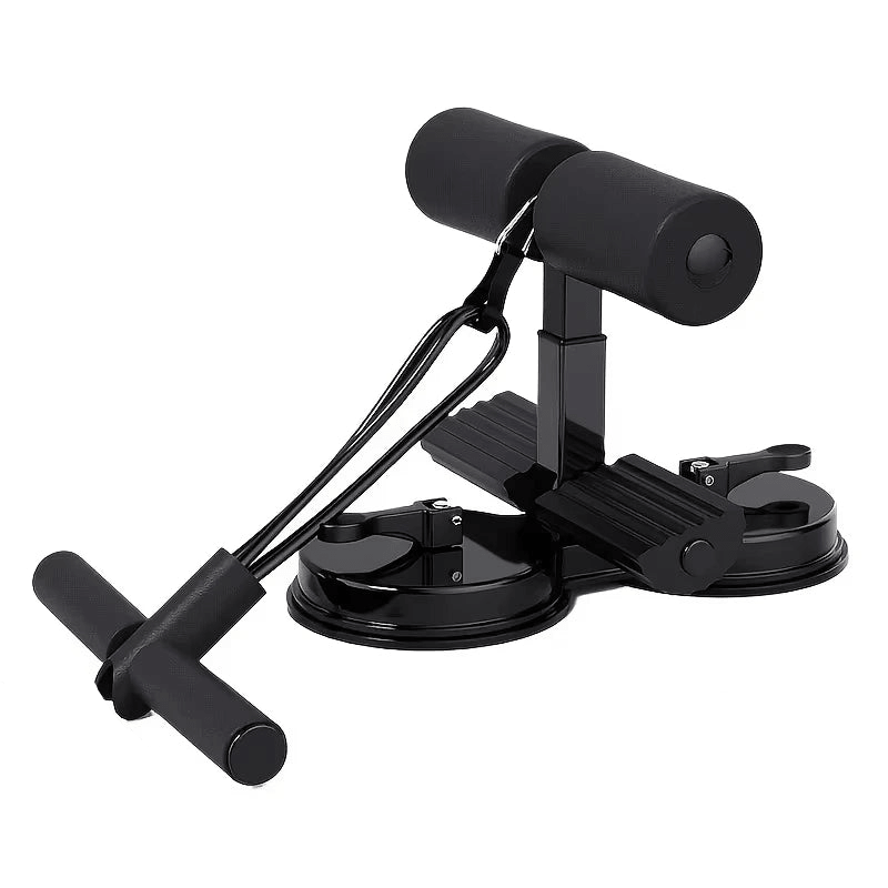 Suction cup sit-up bar with thickened steel tube and soft foam padding for effective home workouts.