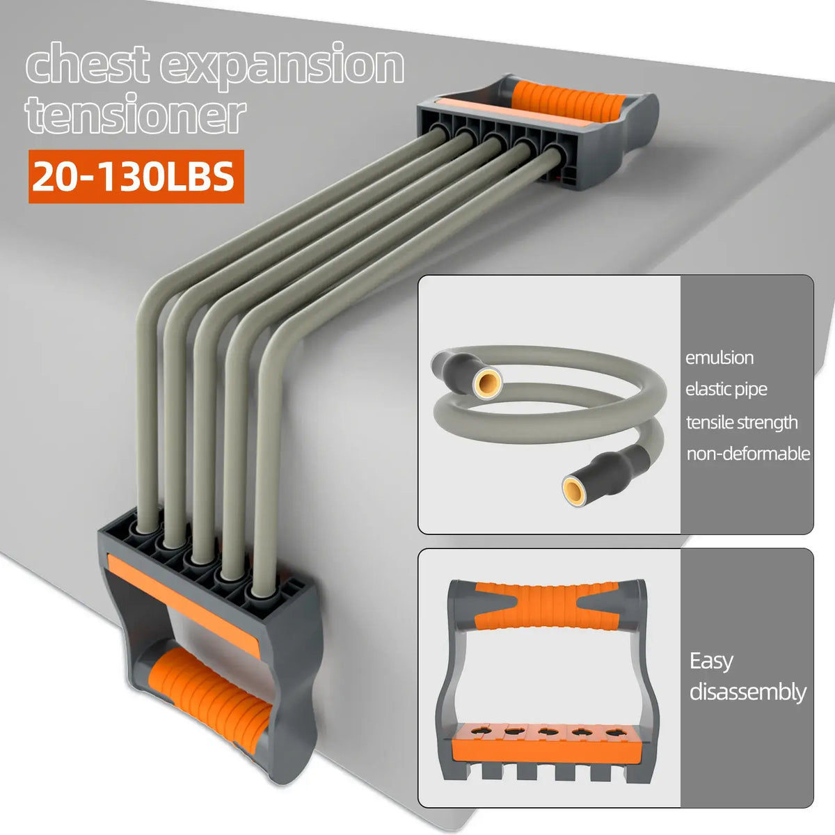 Adjustable chest expander for home workouts featuring 5 ropes, designed for various fitness routines.