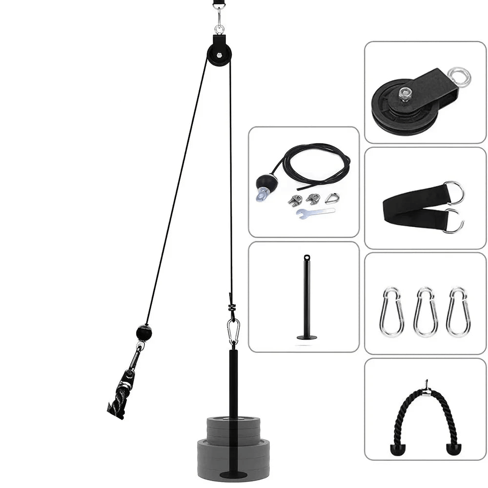 Nine-Piece Pulley Fitness Accessories Kit Black product image 1
