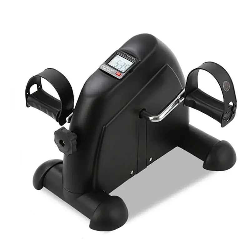 home gym mini pedal stepper in sleek black design with adjustable pedals and digital display for workouts