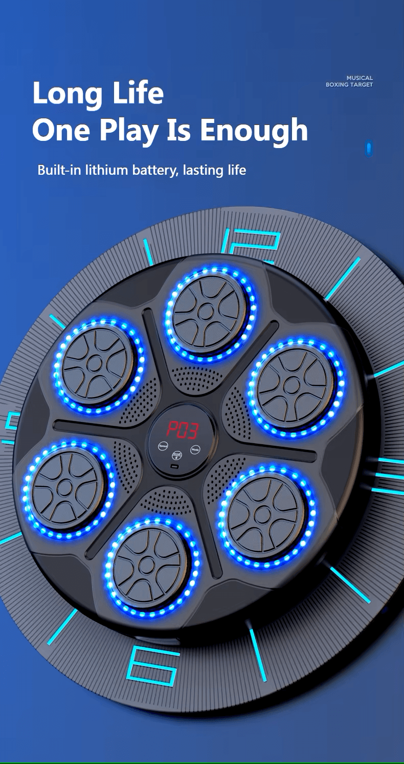 Smart Music Boxing Machine with Bluetooth connectivity and gloves, featuring LED lights and a durable design.
