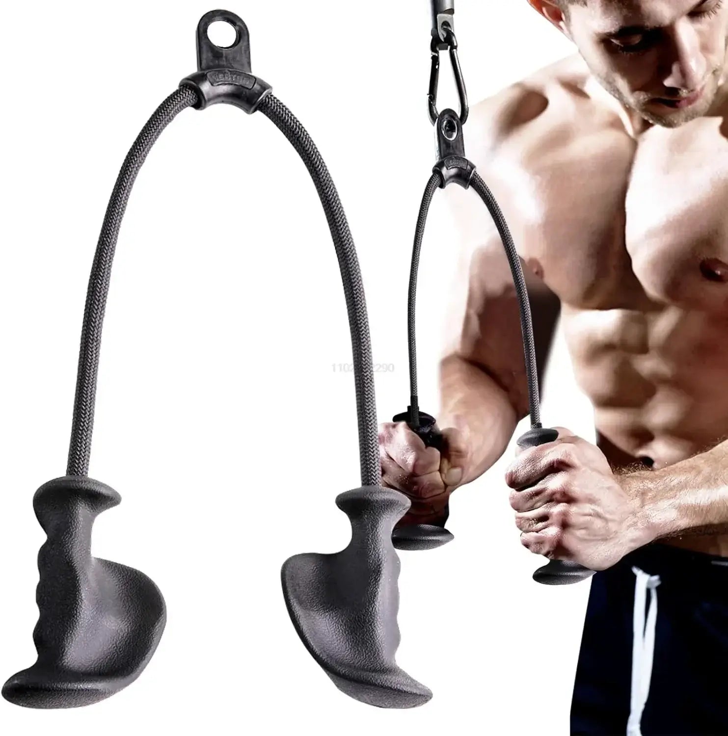 Rope Pulldown Attachment Cable Handle Black-1