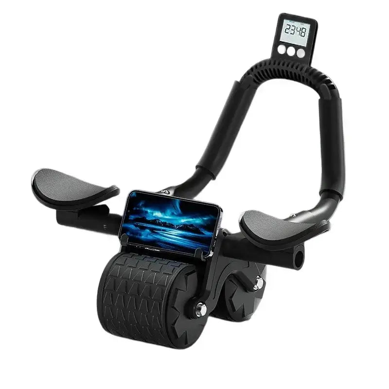 Rebound Ab Wheel & Elbow Support with digital display and phone holder for workouts, perfect ab wheel with elbow support.