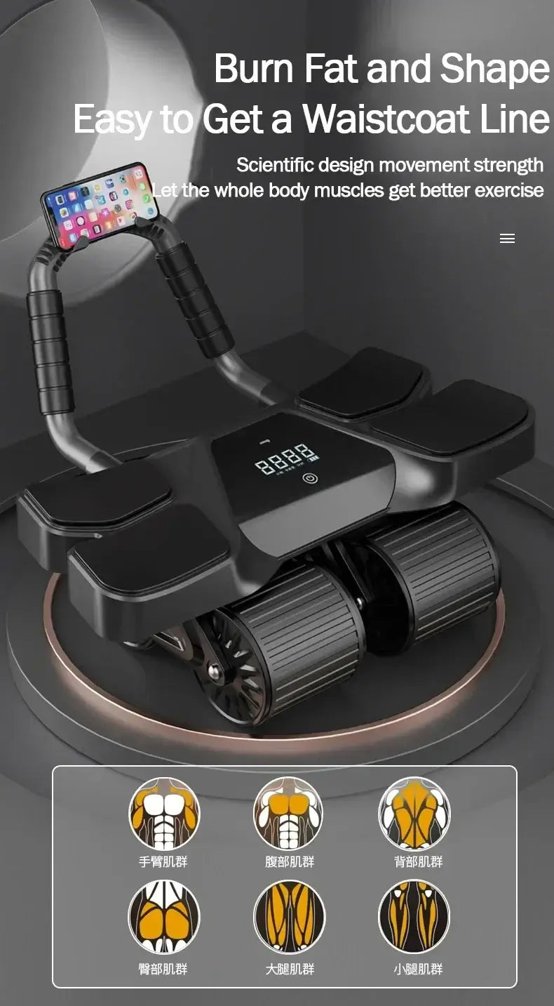Four-Wheel Abdominal Roller with Elbow Support designed for effective home workouts and fitness routines.