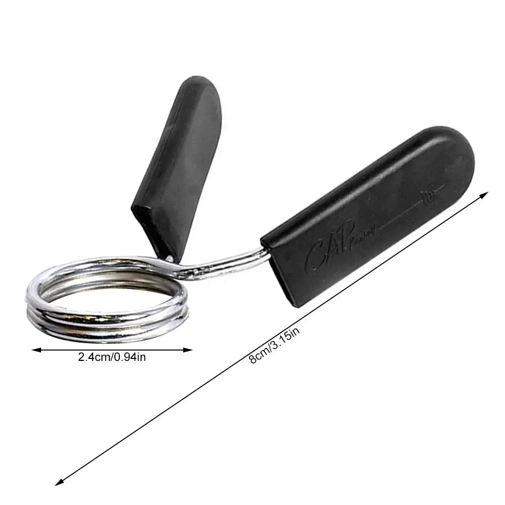 Barbell pad for squats and lifts accessory clip close-up with measurement details.