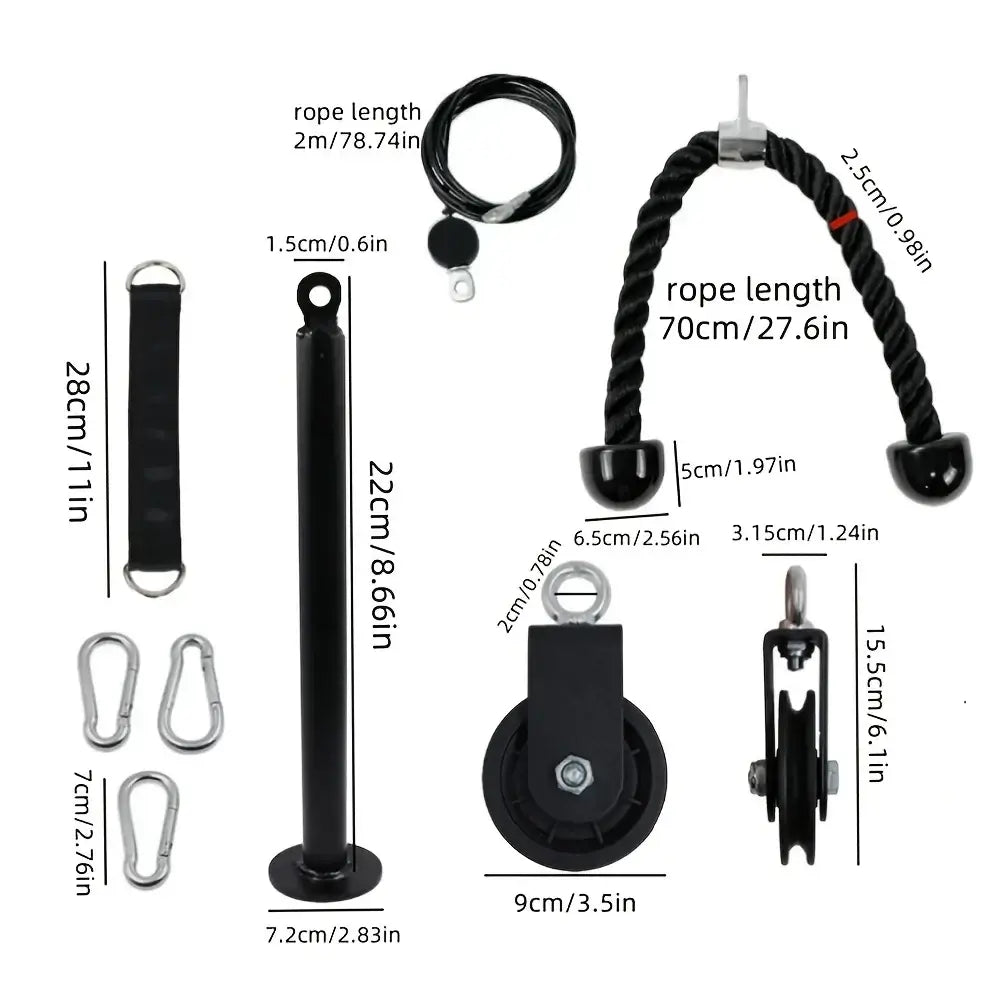 Nine-Piece Pulley Fitness Accessories Kit Black product image 2