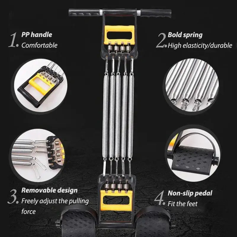 Multifunction Chest Developer Spring Expander features adjustable springs, PP handle, and non-slip pedal for effective workouts.