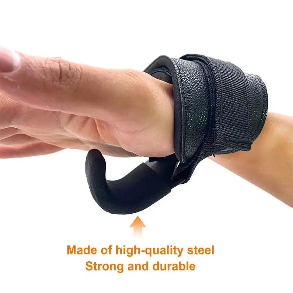 Leather weight lifting hooks showing high-quality steel attachment for strong and durable support during workouts.
