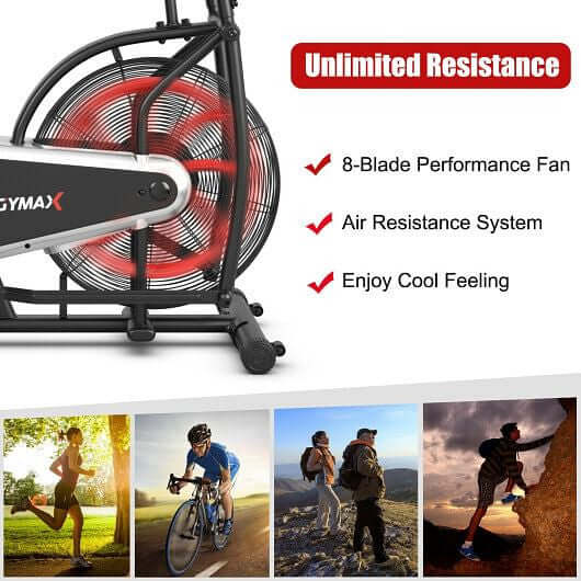 Upright Air Bike with Unlimited Resistance-Black product image 2