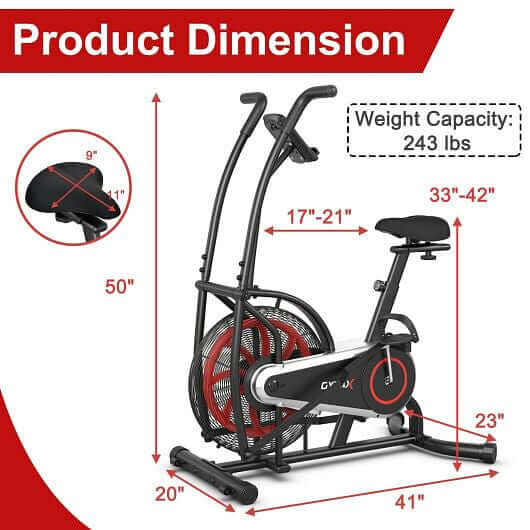 Upright Air Bike with Unlimited Resistance-Black-2