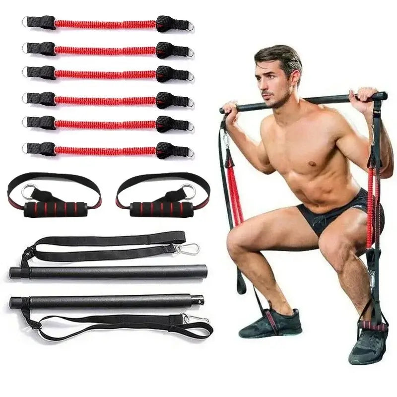 Yoga Resistance Bands Pilates Stick set with resistance bands and handles for effective workouts.