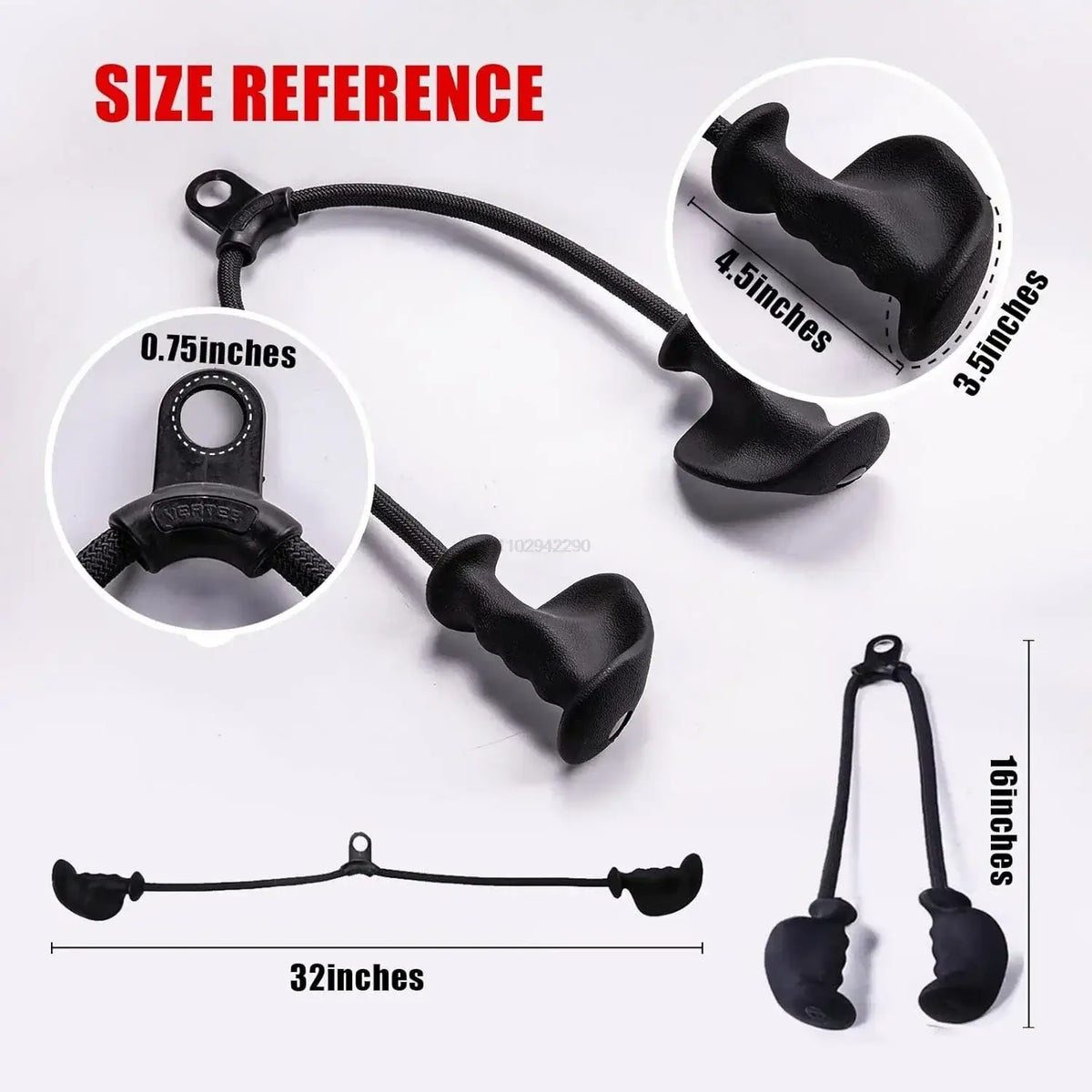 Rope Pulldown Attachment Cable Handle Black product image 3