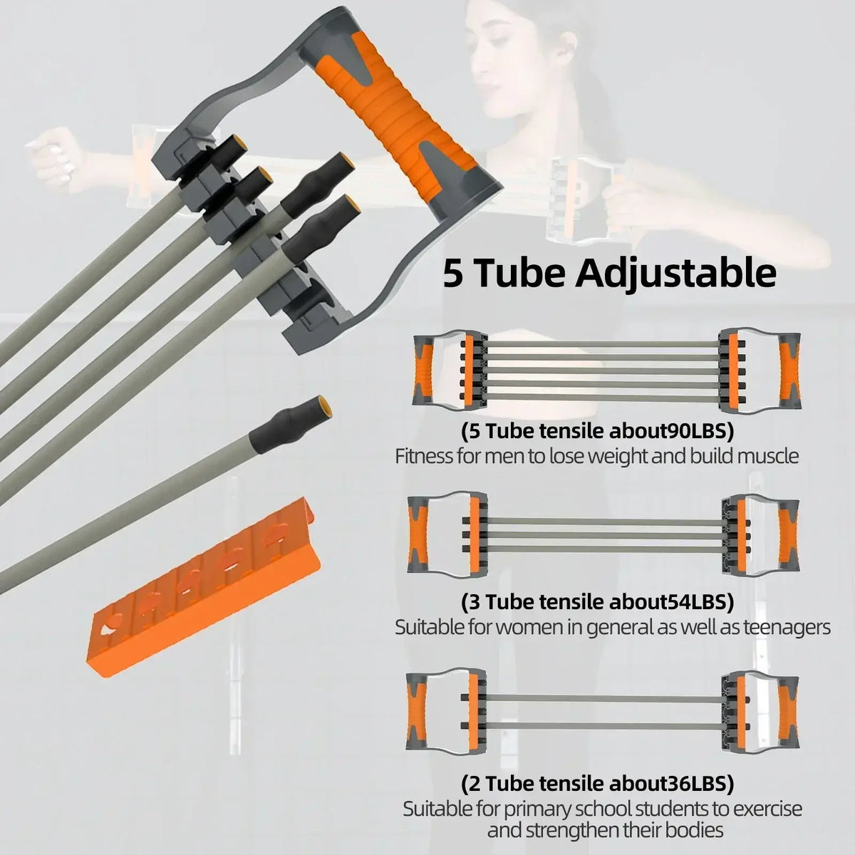 5 Ropes Adjustable Chest Expander for home workouts with varying resistance levels for all fitness enthusiasts.