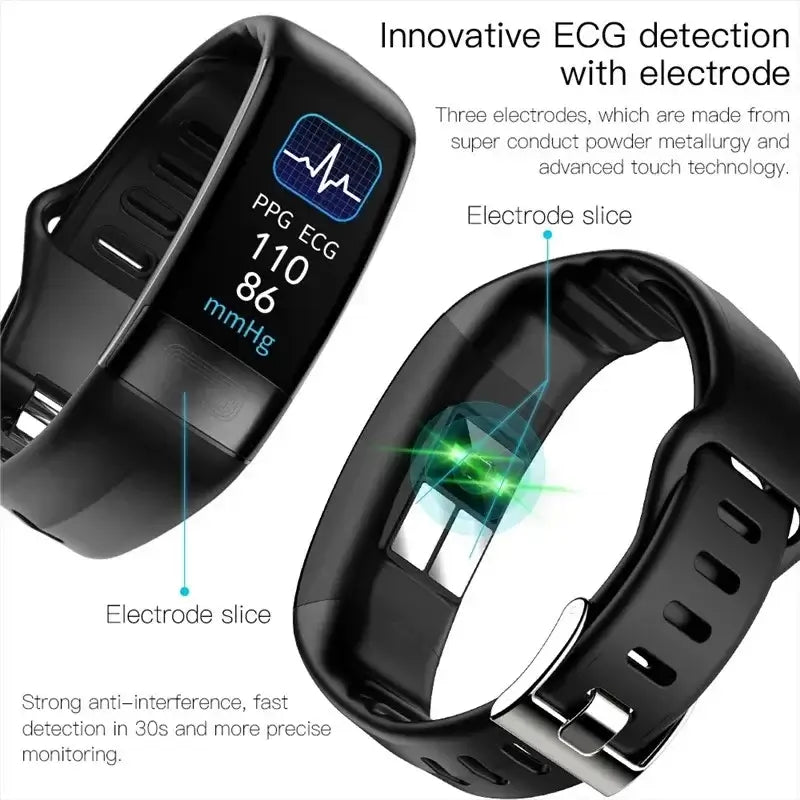 Fitness Bracelet Heart Blood Body Monitoring Black product image 3