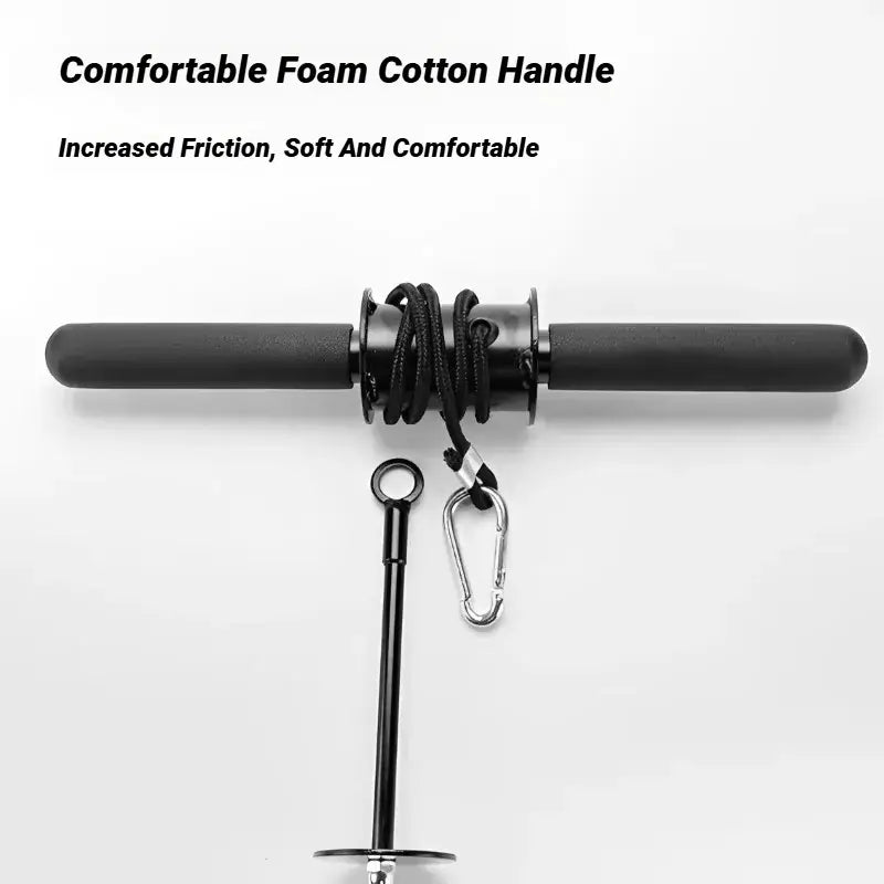 Wrist and forearm roller trainer with comfortable foam cotton handle, ideal for effective workouts.