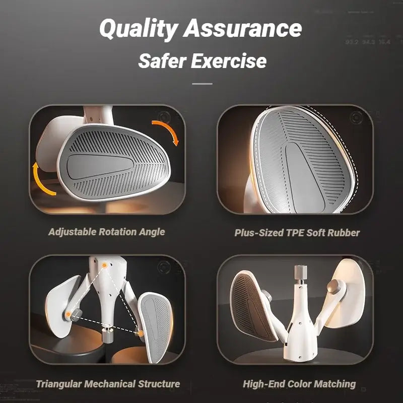 Adjustable Resistance Pelvic Floor Leg Trainer Grey features adjustable rotation angle and plus-sized TPE soft rubber for safer exercise.