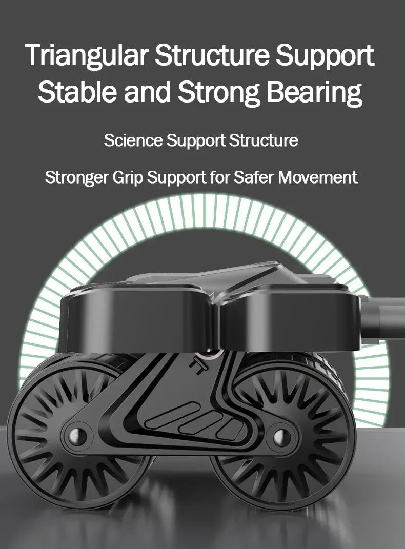 Four-Wheel Abdominal Roller with Elbow Support featuring triangular structure support for strong bearing and grip.
