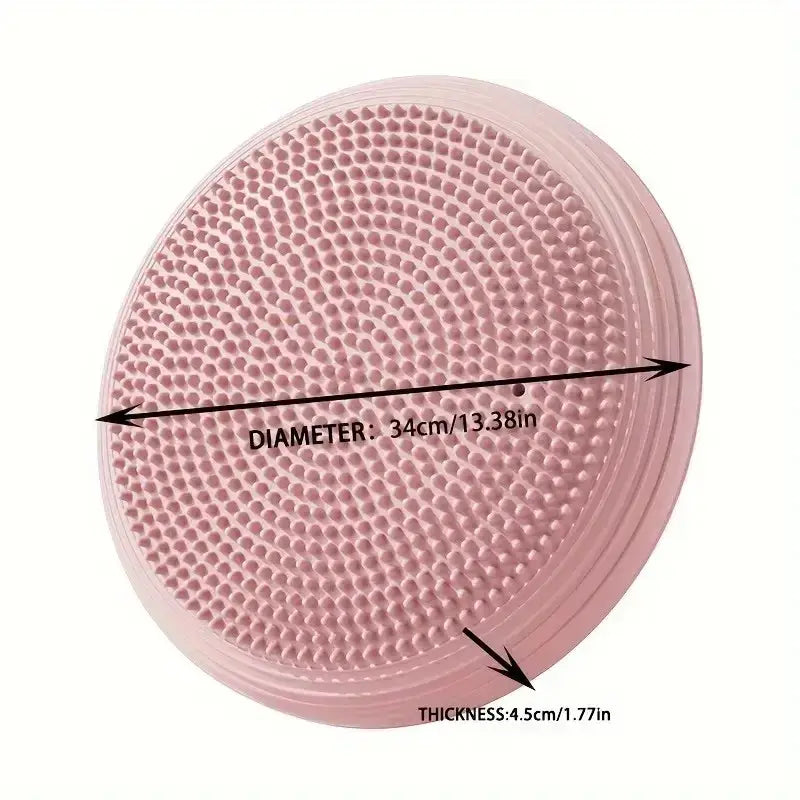 4mm natural rubber yoga mat with diameter 34cm and thickness 4.5cm, ideal for balance training and stability.