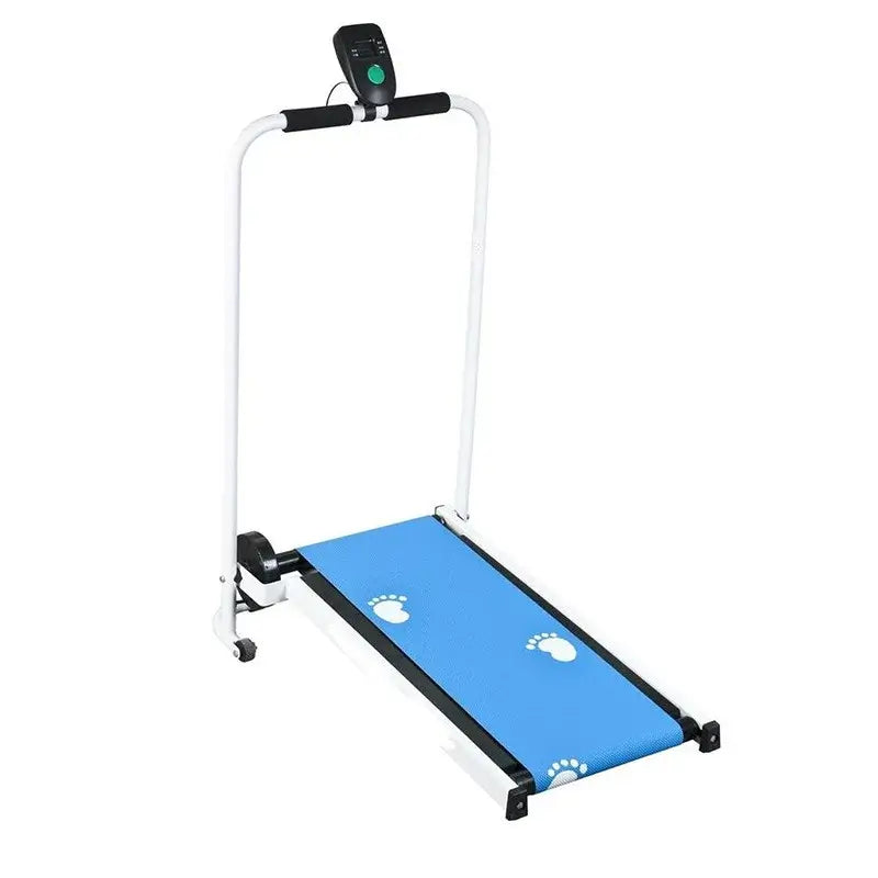 Silent Folding Mechanical Treadmill for Home Fitness featuring a compact blue design.