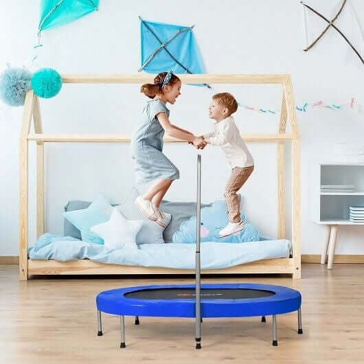 2-Person Foldable Mini Kids Fitness Rebounder Trampoline-Blue-2
