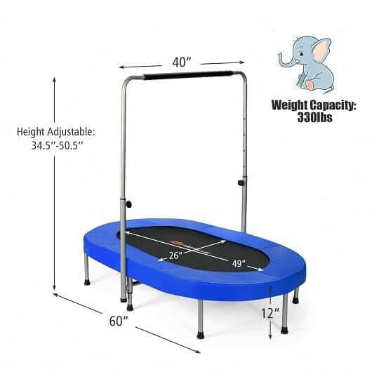 2-Person Foldable Mini Kids Fitness Rebounder Trampoline-Blue-5