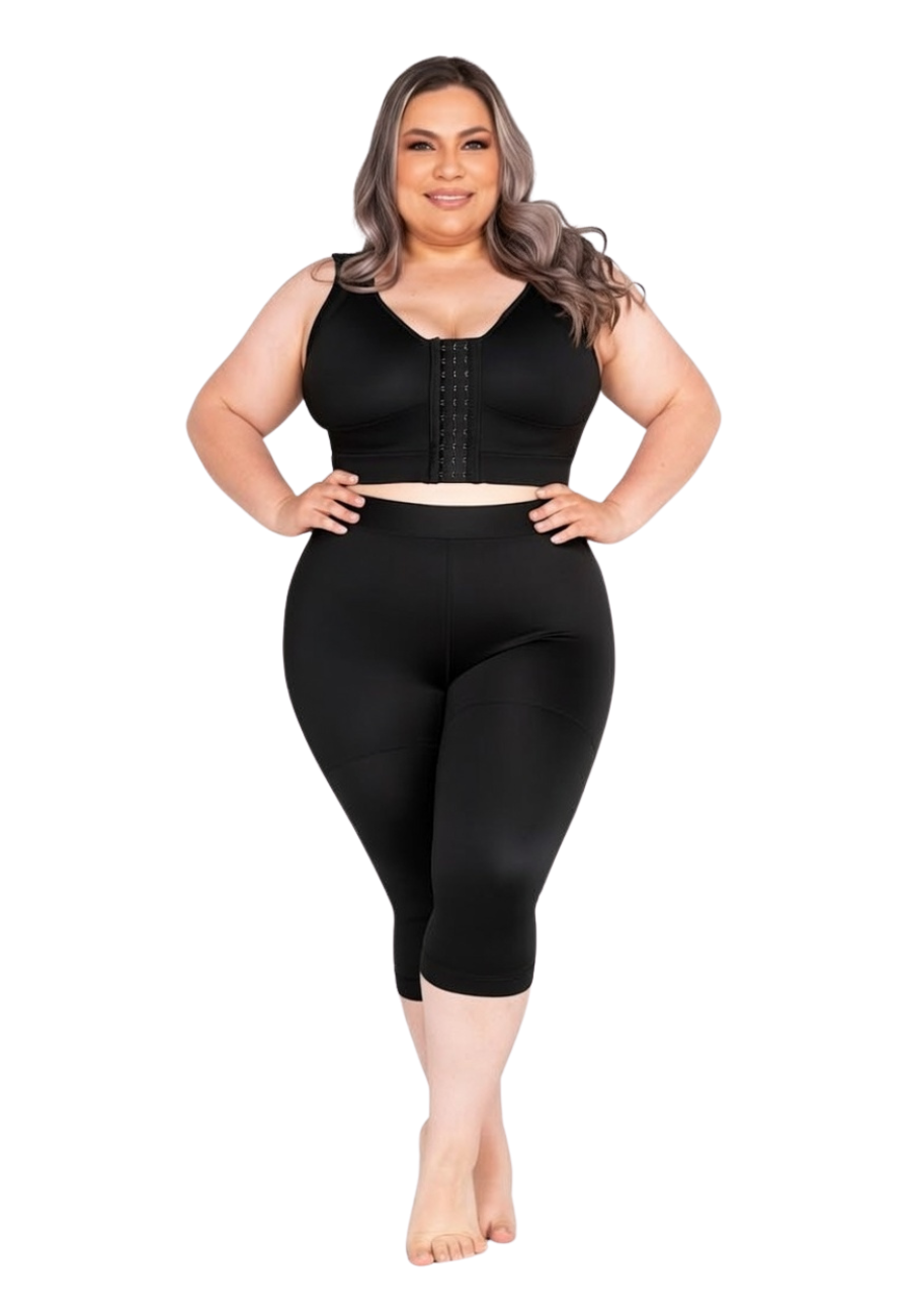 Butt-lifting capri leggings in black, designed for comfort and support during workouts.