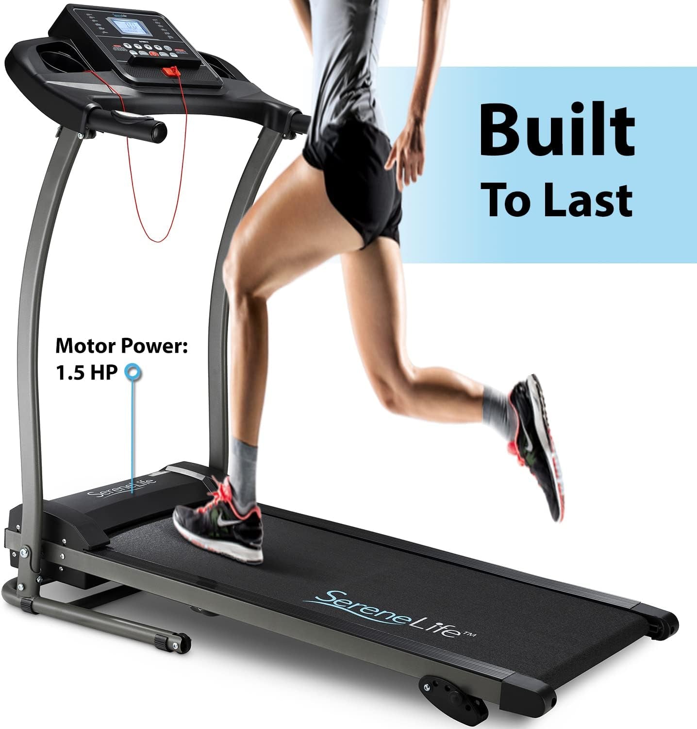 Serenelife Serenelife Folding Treadmill Exercise Running Machine - Electric Motorized Running Exercise Equipment for Apartment Home/Office Jogging Compact Folding Easy Assembly